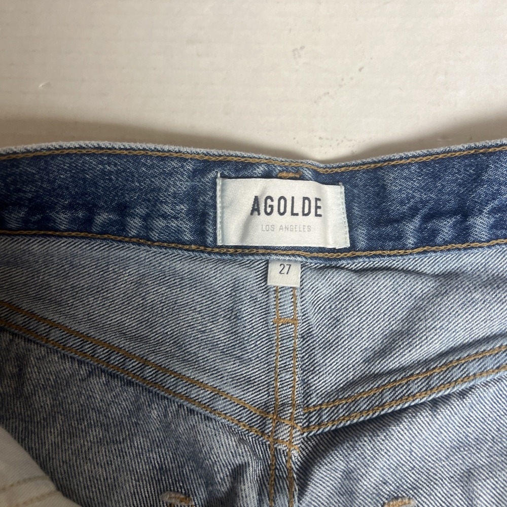 Agolde Women's Dee Vintage High Rise Denim Short Distressed Size 27 100% Cotton - Picture 5 of 11